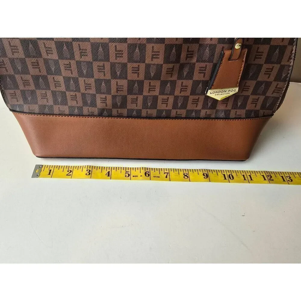 London Fog Tulip Signature Satchel Brown Cognac
